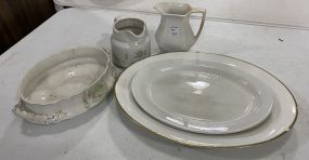 Porcelain Platters, Ironstone Pitcher, Pitcher, and Porcelain Vase