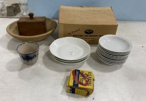 Porcelain Bowls, Cup Holder Case, Wood Bowl.