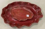 Red Crimped Rimmed Stoneware Platters
