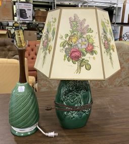 Two Green Pottery Vase Lamp