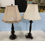 Pair of Resin Candle Stick Table Lamps