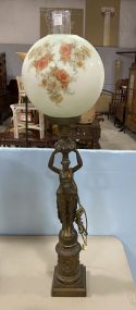 Antique Victorian Style Floral Globe Lamp