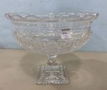 Large Etched Hobstar Crystal Compote