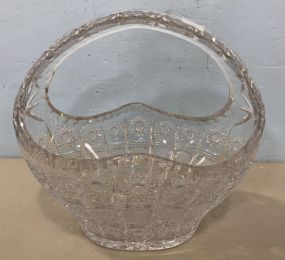 Large Etched Hobstar Crystal Basket