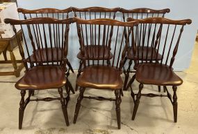 Six Cherry Primitive Style Dining Chairs