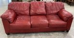 Norwalk Furniture Co. Red Leather Sofa