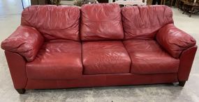 Norwalk Furniture Co. Red Leather Sofa