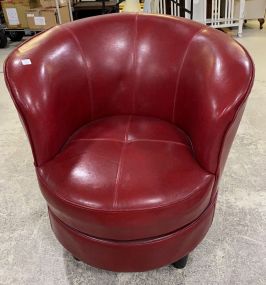 Red Vinyl Swivel High Back Chair