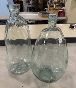 Two Large Hand Blown Glass Jugs