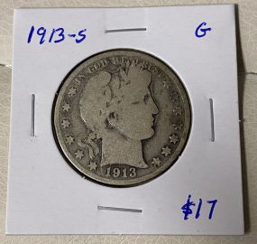 1913-S Barber Half Dollar GC