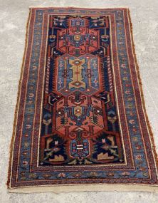 Vintage Hand Knotted Wool Area Rug 2'6 x 4'4
