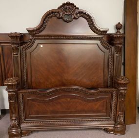 Modern Cherry Ornate Queen Size Bed