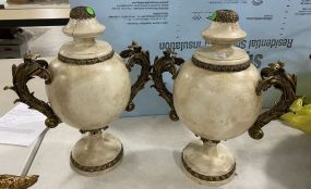 Pair of Plaster and Resin French Style Lamp Urns