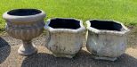 Three Plastic Outdoor Planters