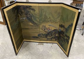 Chinese Hand Painted Four Panel Screen