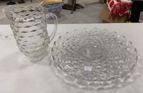 Fostoria American Clear Water Pitcher and Torte Plate