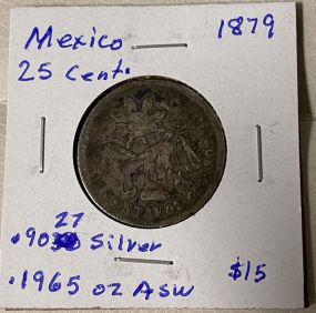 1879 Mexico 25 Centavos