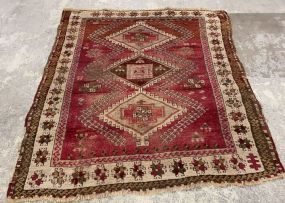 Antique Persian Red Wool 4'6 x 5'