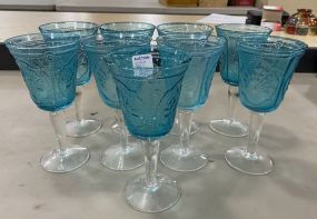 9 Blue Glass Stemware