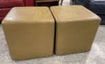 Pair of Beige Vinyl Ottomans