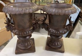 Pair of Expo Inc Resin Stag Planter Urns