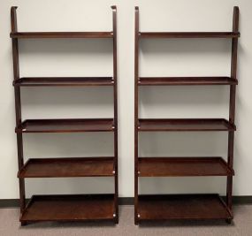 Pair of Modern Cherry Wall Mount Display Shelves