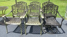 6 Cast Metal Outdoor Patio Chairs