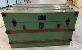 Vintage Metal and Wood Streamer Trunk