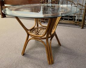 Bamboo Style Glass Top Table