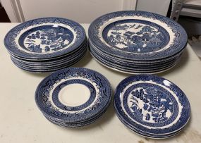 Group of Blue Willow Churchill Plates