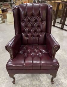 Queen Anne Faux Leather Arm Chair