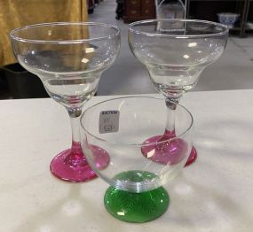 Two Martini Glasses and Small Glass Stem