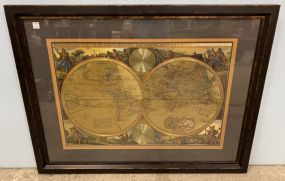 Gold Gilt World Map Print