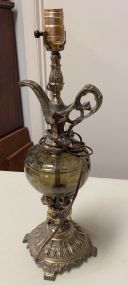Metal and Glass Ewer Pitcher Lamp