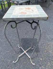 Metal and Tile Plant Stand