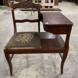 Vintage Mahogany Telephone Bench