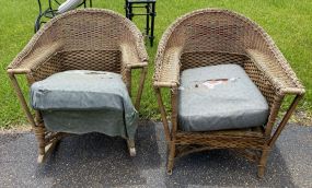 Pair of Weather Wicker Patio Chairs