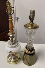 Brass and glass lamp and Milk Glass Table Lamp