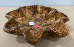 Modern Decorative Crimped Rim Wood Center Bowl