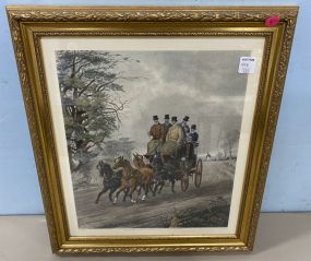 H. Alken Hand Colored Engraved Print of Horse Carriage