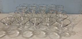 Silver Plate Rimmed Crystal Stemware