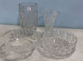 Four Pressed Glass Vases