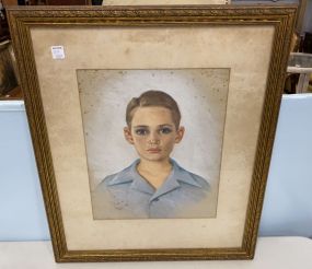 Signed Boy Pastel Portriat