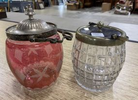 Two Vintage Glass Biscuit Jars