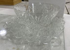 Pressed Glass Punch Bowl Set