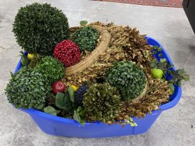 Box Lot of Artificial Plants and Wreaths