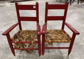 Pair of Vintage Red Painted Child's Chairs