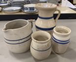 Four Blue Label Stoneware Pottery