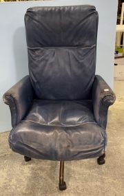 Vintage Blue Leather Desk Chair