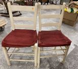 Pair of Primitive Style White Side Chairs